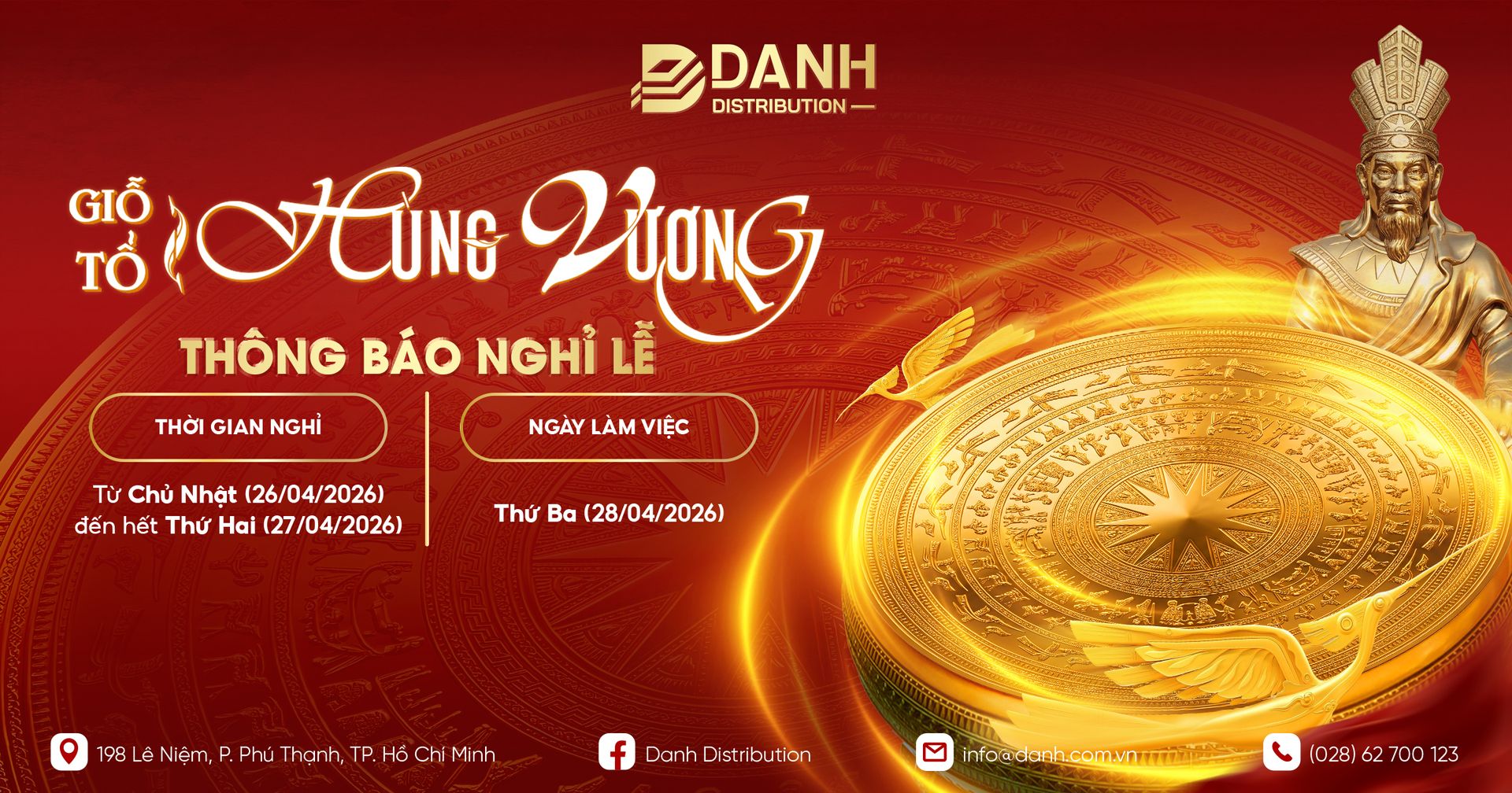 Lịch nghỉ lễ Giỗ Tổ Hùng Vương 2026