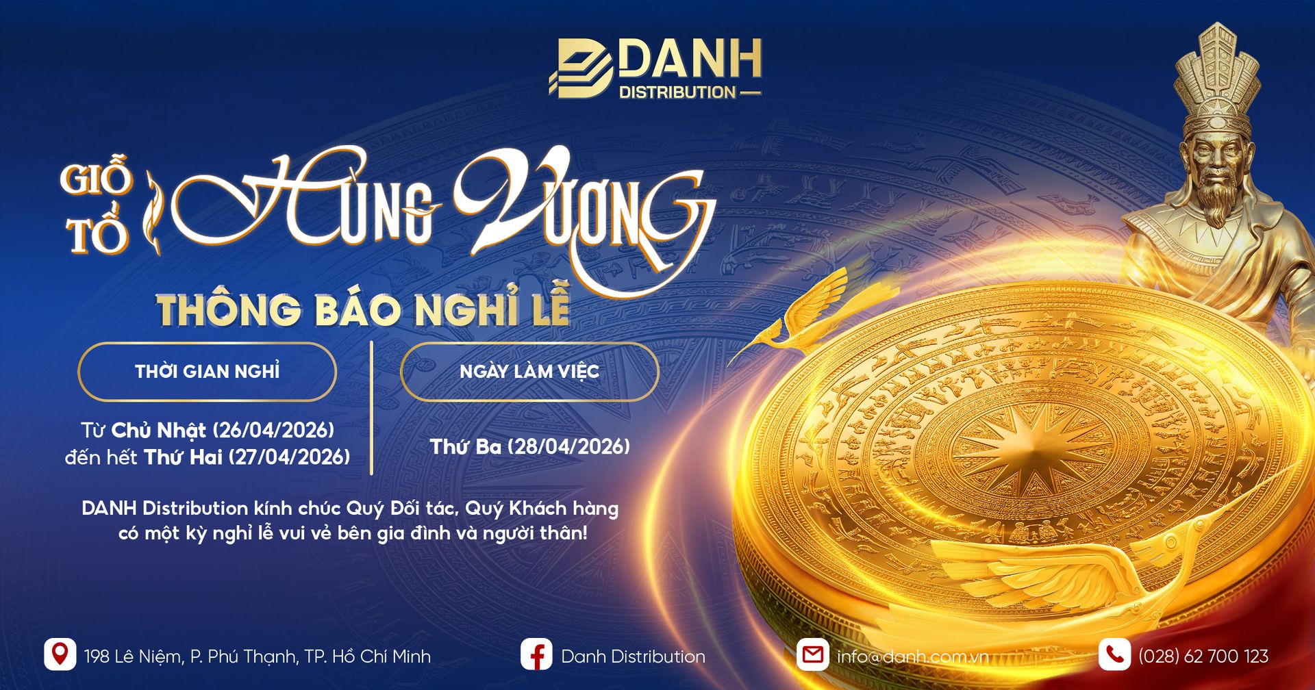 DANH Distribution thông báo lịch nghỉ lễ Giỗ Tổ Hùng Vương