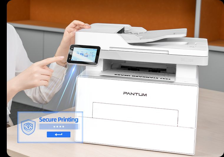 Máy in đa năng Pantum BM4302ADW với tính năng in, sao chép, quét và fax, bảo mật in ấn an toàn